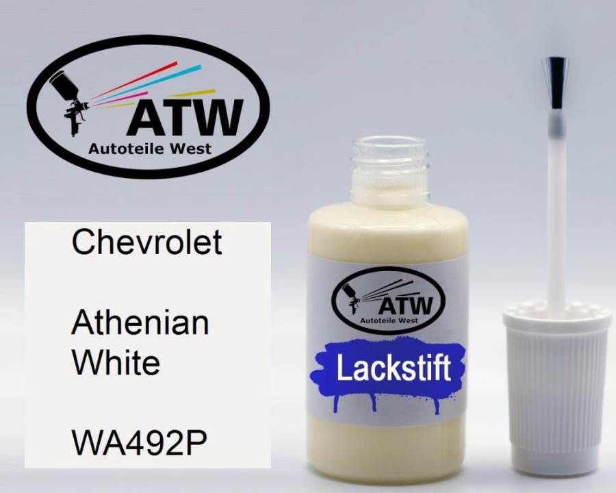 Chevrolet, Athenian White, WA492P: 20ml Lackstift, von ATW Autoteile West.